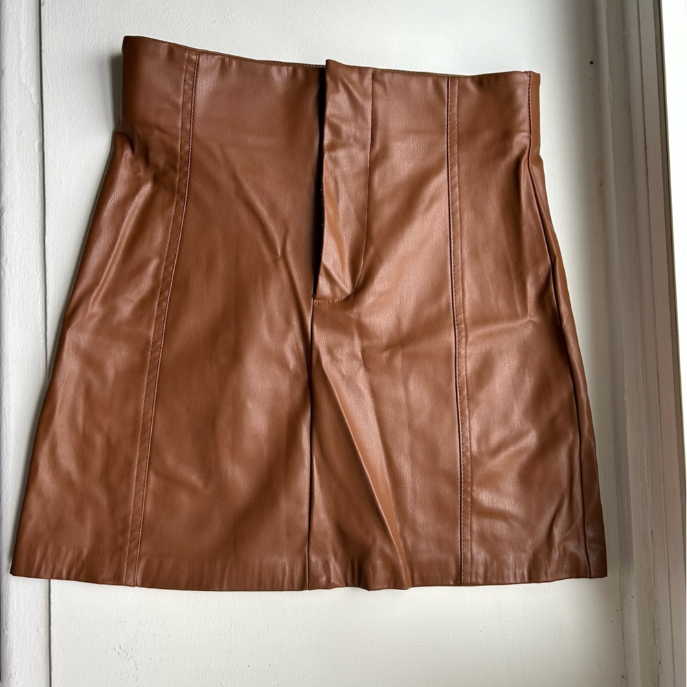 Zara Brown Pleather Skirt